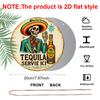 2D Flat, 1pc Round "Tequila Servie Ici" Aluminum Hanging Sign, Vintage Mexican Skeleton Sombrero Tequila Design, Retro Metal Wall Decor, Perfect for