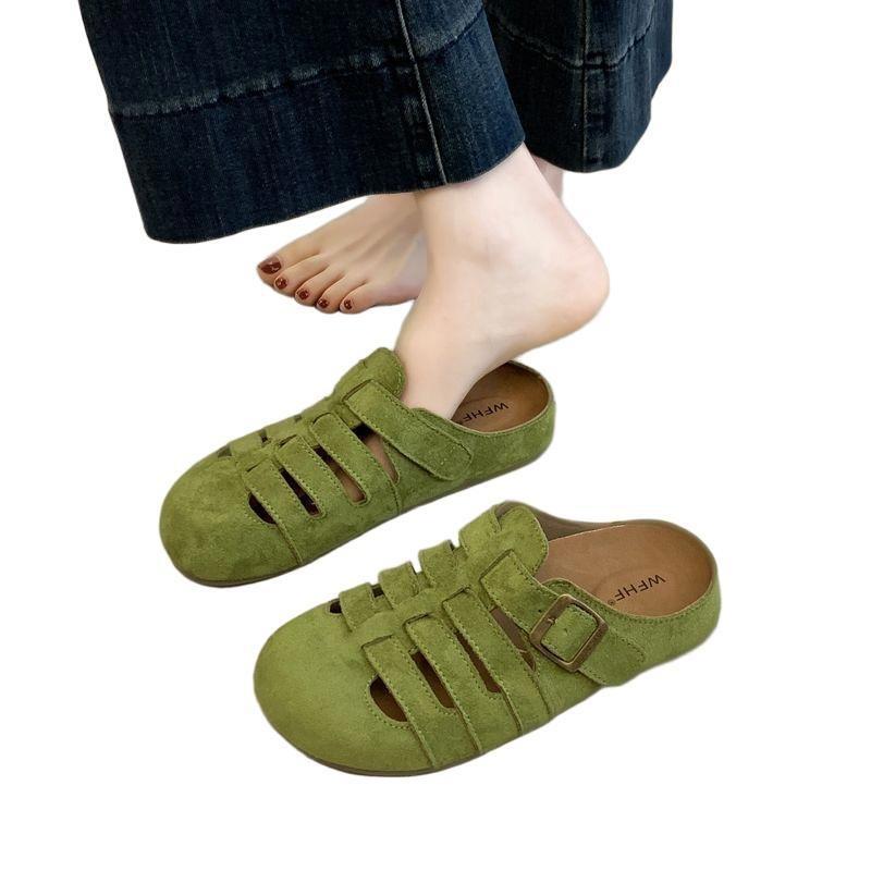 Retro pig cage women's summer outer wear new one-pedal lazy sandals hollow bag head half slippers