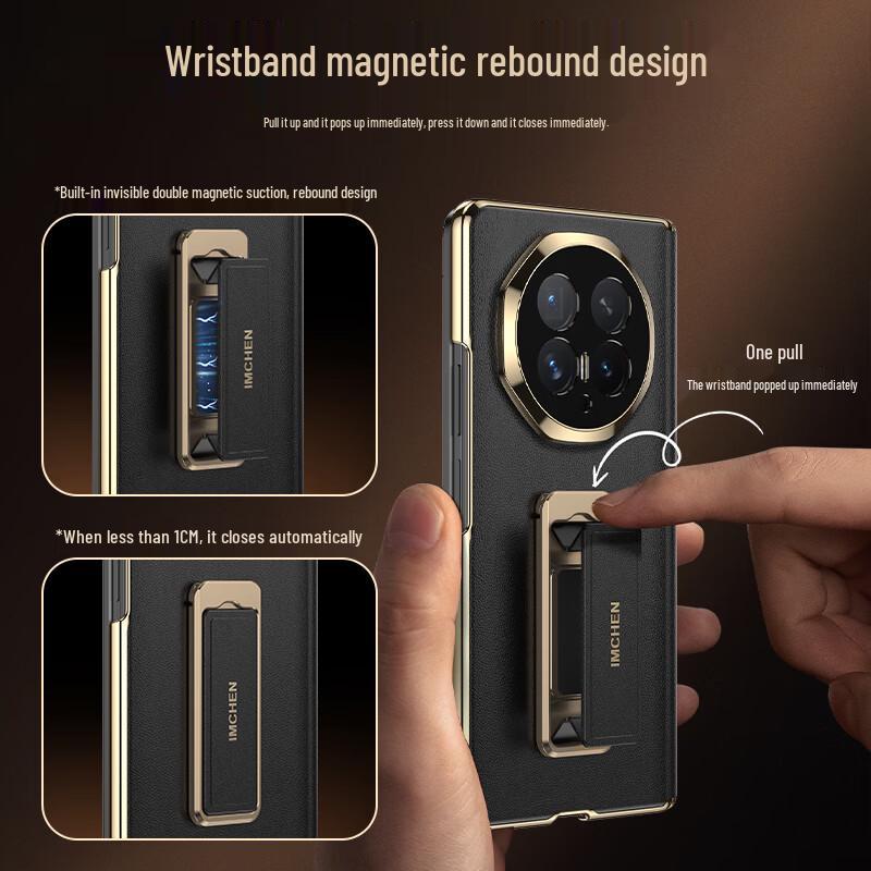 Honor Magic V6 Tech Leather Case with Wristband Stand