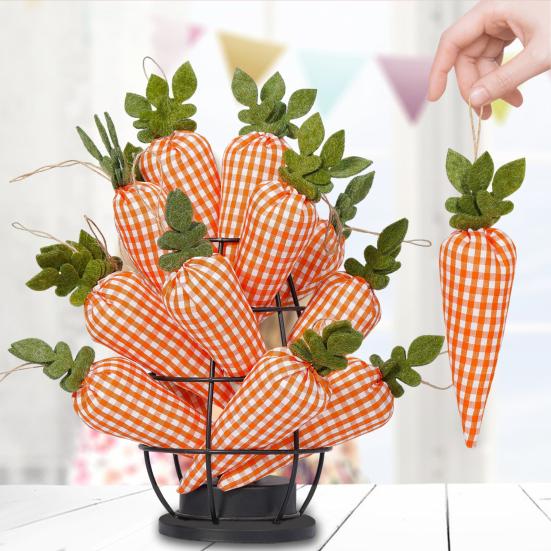4 шт. пасхальные украшения из моркови искусственные мини-клетчатые ткани морковь пасхальное дерево подвесное