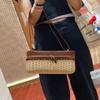2025 Luxury Designer Fashion Woven Bamboo Box Bag Women Trendy PU Leather Splicing Rattan Handbags Travel Versatile Shoulder Bag