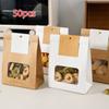 Pack of 50 Practical Paper Bags Cookie Package Bag with Window Convenient Packaging Bag for Baking Food Parties Supplies