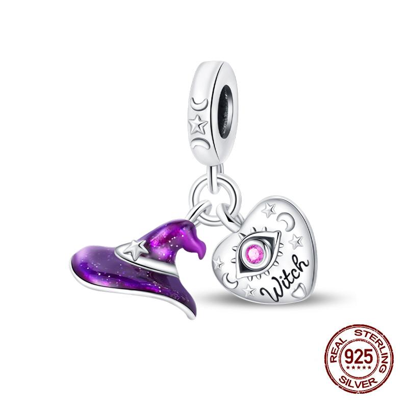 Halloween Charms Bead Copper Luminous Pumpkin Ghost Dangle Fit Bangle Bracelet Necklace Diy Jewelry