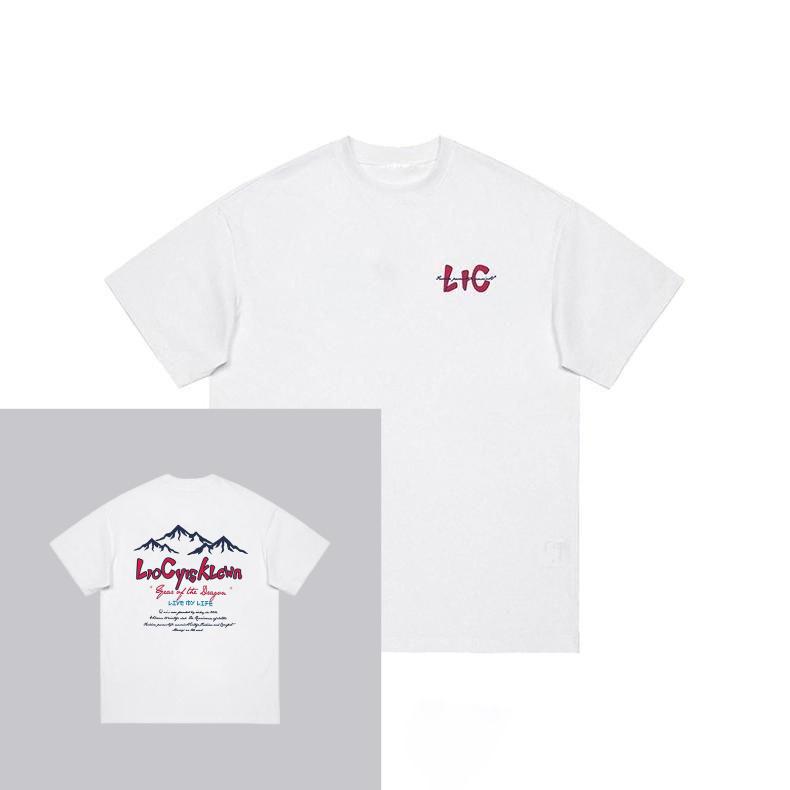 Mountain Letter Graphic T Shirt Vintage Year of The Dragon Print Casual Cotton Short Sleeve Unisex Hip Hop Outdoor Streetwear