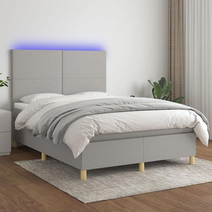 Maison Exclusive - Sommier à lattes de lit et matelas et LED Gris clair 140x200 cm