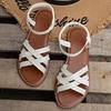 Women's Large Size Round Toe Sandals Shoes Summer Casual Breathable Flat Bottomed Roman Beach Sandals 36-43