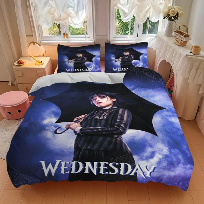 Постельное белье Wednesday Addams Комплект Пододеяльник Подарок для спальни, Включает 1 пододеяльник и 2 наволочки, Без наполнителяB508