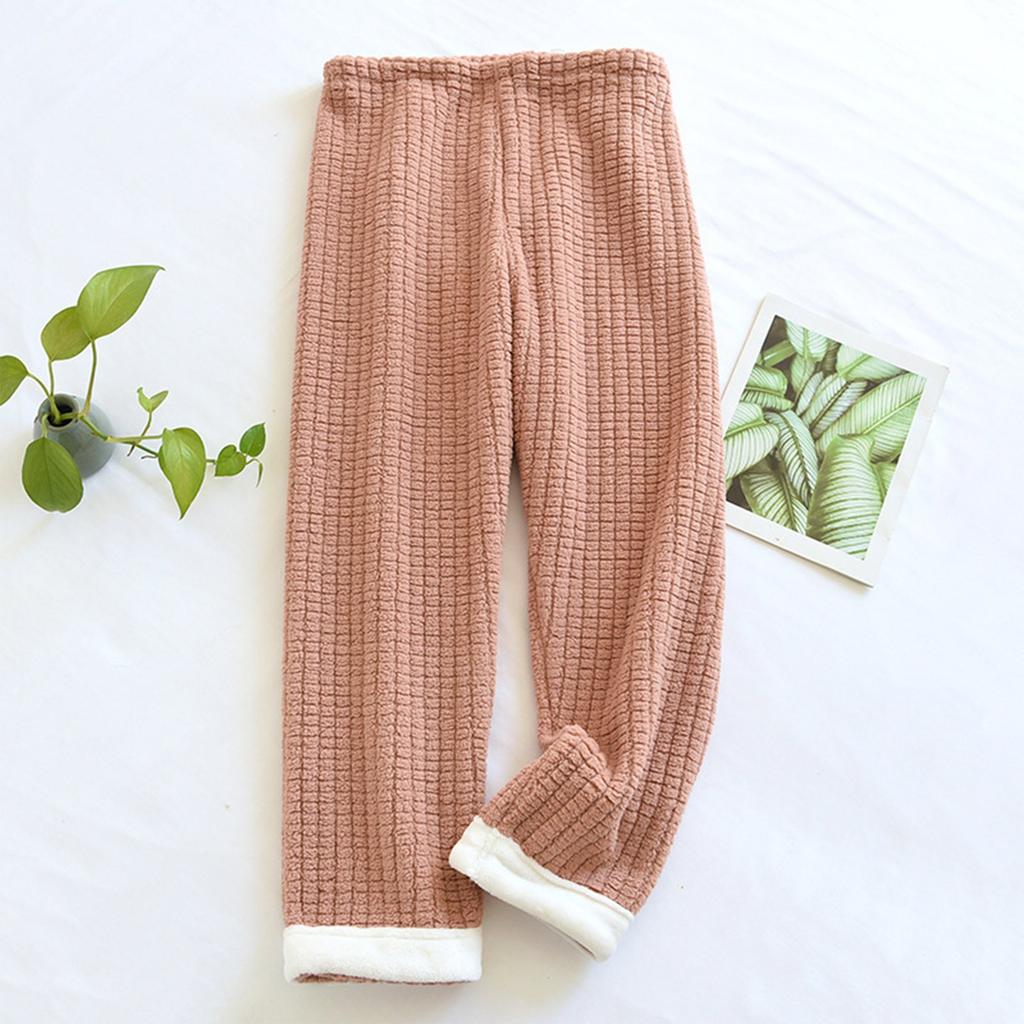 Женские повседневные теплые фланелевые домашние брюки с высокой талией и регулируемым кроем