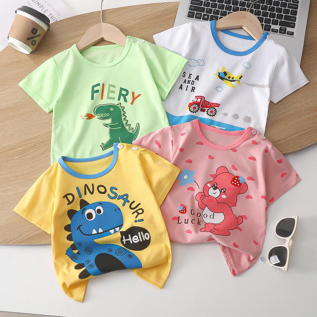 Children's Cotton Short Sleeve Summer Boy's T-shirt Cartoon Short Sleeve Top for Girls