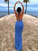 EDOLYNSA Sexy Knit Cut Out Tassel Spaghetti Strap Bodycon Beach Maxi Dress Summer Women's Holiday Club Party Outfit Swimsuit Cover Up K10
