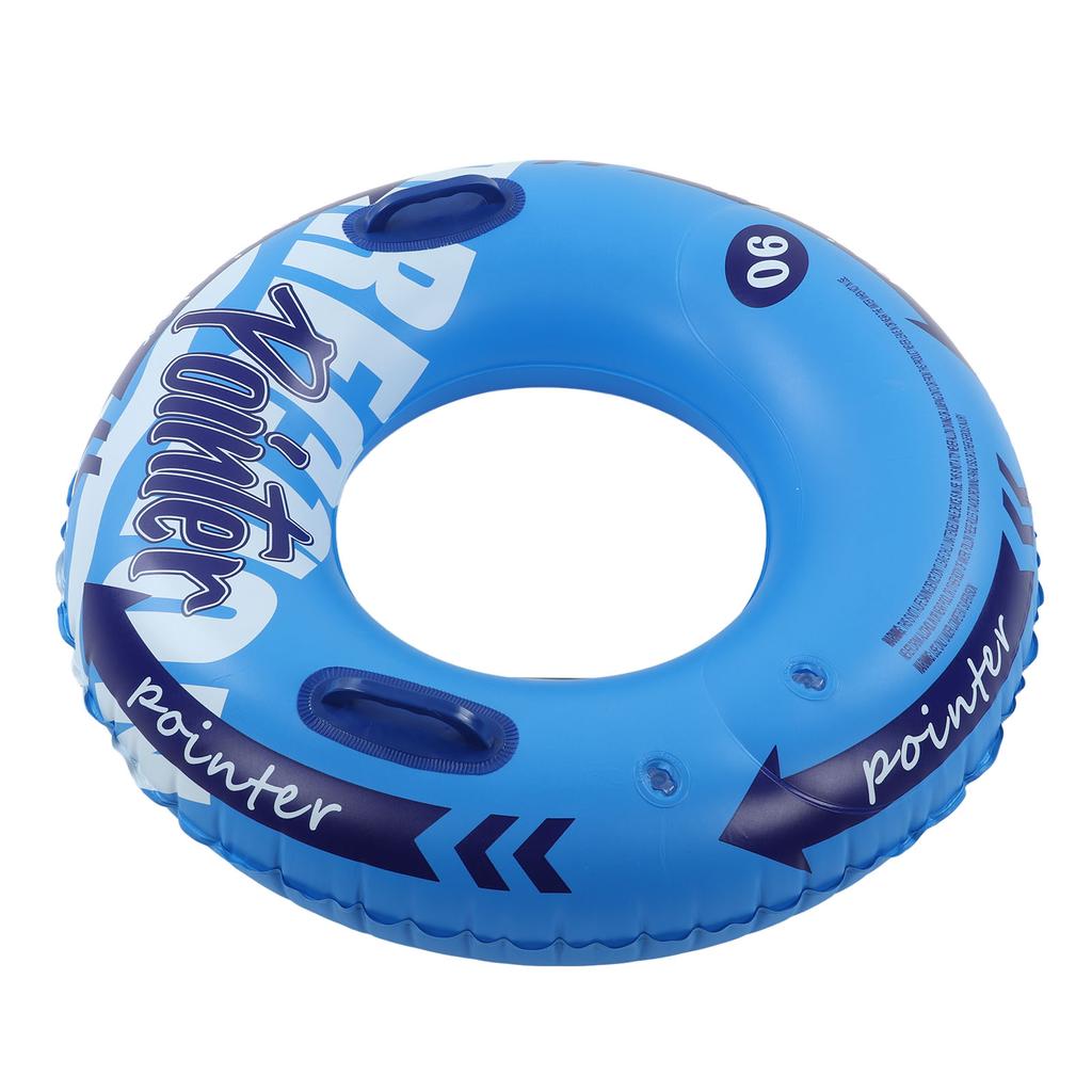 Inflatable Swimming Ring Thickened PVC Leakage Proof Double Valve Swim Tube with Handle for Pools Bathtubs Beaches Blue