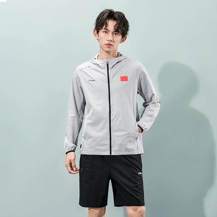 Мужской тренч Li Ning, цвет голубиный серый, AFDU317-2