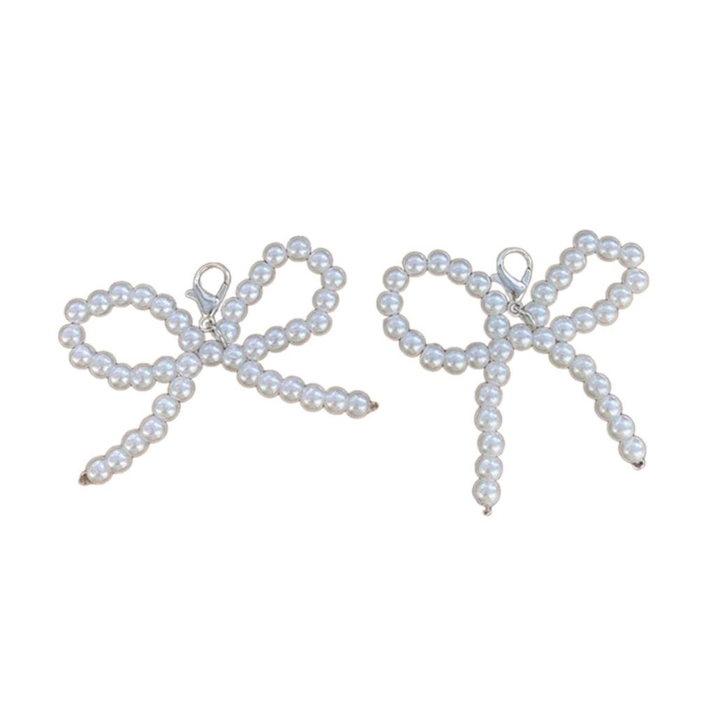 1 Pair Lovely Bowknot Phone Pendant Beaded Keyrings Bag Accessory Elegant Bag Ornament Shoe Pendant for Any Occasion