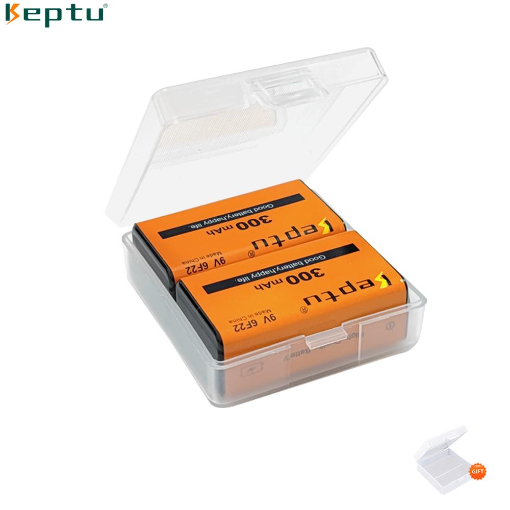 KEPTU 9V 300mAh долговечные аккумуляторные батареи для беспроводных микрофонов, гитар и дымовых извещателей
