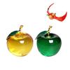 Apple Glass Object Pair 2 Color Set Feng Shui Interior Crystal Good Luck Gourd Strap Included X [Clove Cube] (Yellow Green)