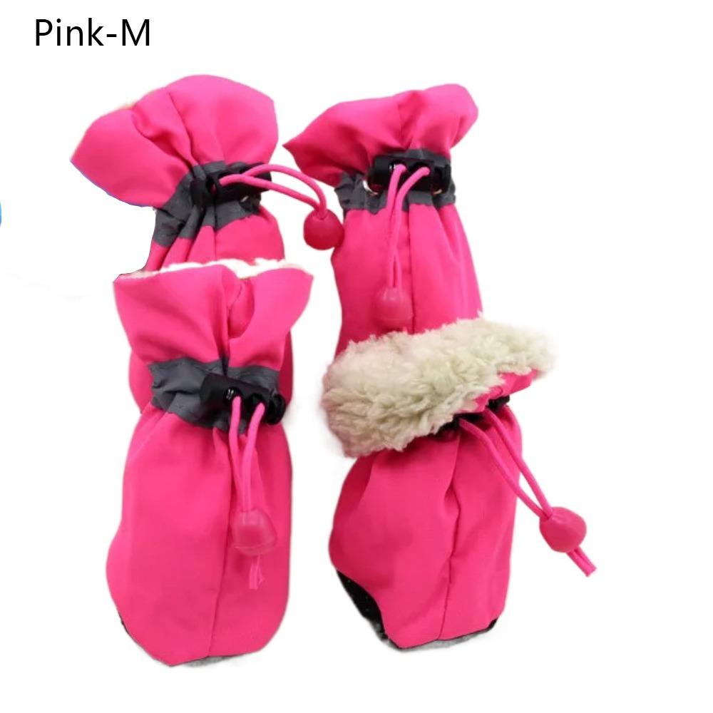 4pcs With Velvet Thick Puppy Socks Anti-slip Footwear Pet Shoes Rain Snow Boots Warm Dog Shoes