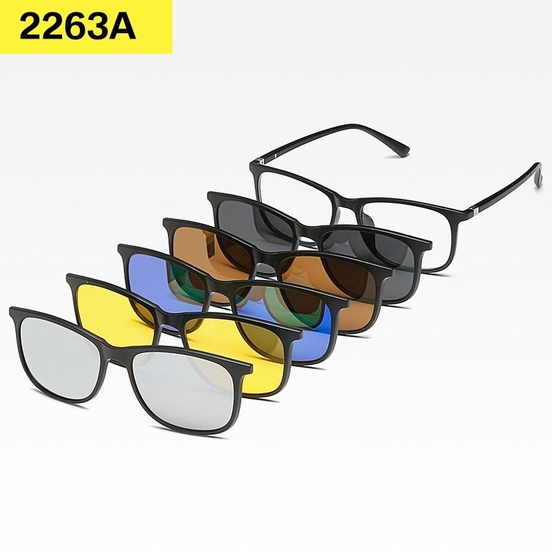6 In 1 Custom Men Women Polarized Optical Magnetic Sunglasses Clip Magnet Clip On Sunglasses Polaroid Clip On Sun Glasses Frame