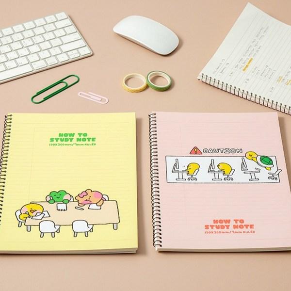Проводной блокнот Line Friends Minini How To Study, 7 мм, набор из 2 предметов, коралловый, желтый, 2 комплекта