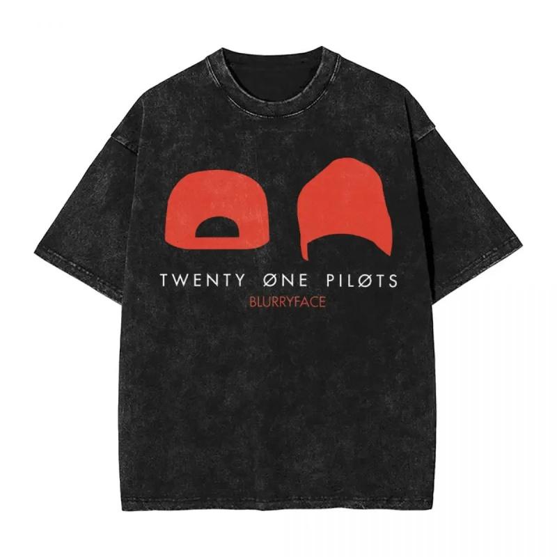 Twenty One Pilots Женская Мужская Унисекс Харадзюку Хлопковая Оверсайз Футболка С Коротким Рукавом Топы Футболки Стиранная Печать Штамповка Футболка