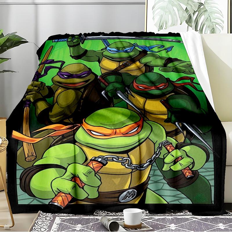 Turtles Team Adventure Blanket Flannel Throw for Sofa, Indoor, Camping, Living Room, Office, Chair, And Bed Soft Birthday Gift