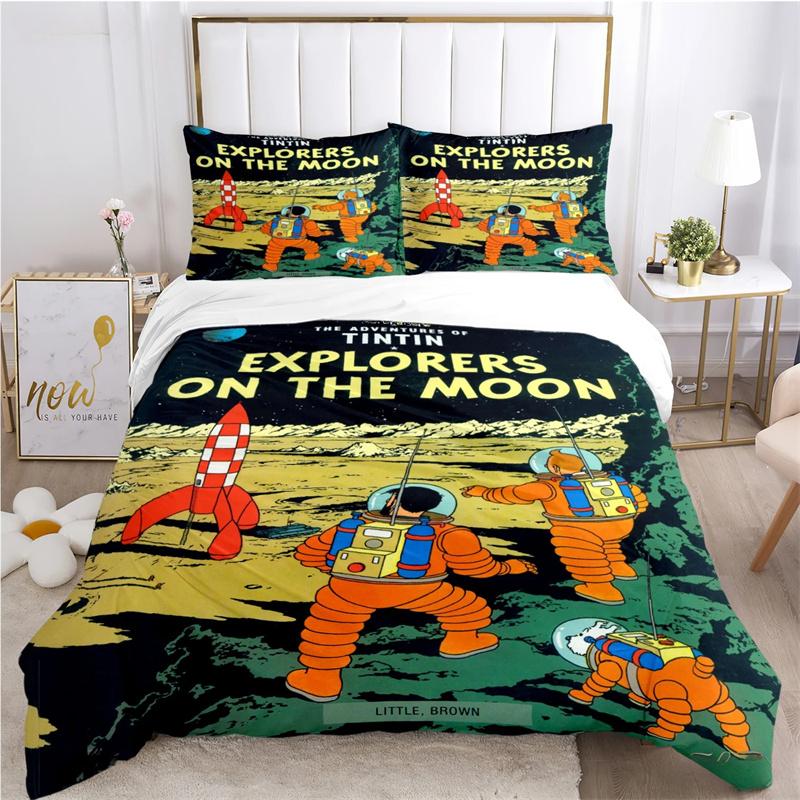 Cute T-Tintines Cartoon Funny All Season Duvet Cover Bedding Sets Soft Quilt Cover and Pillowcases Teen Single/Double/Queen/King