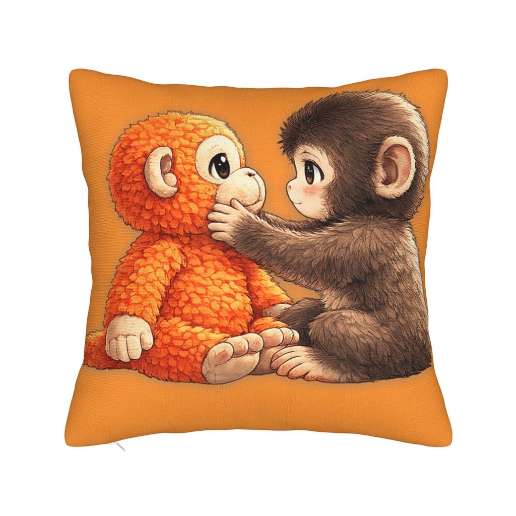 Baby Monkey Punch Cute Cuddly Little Love Pillowcases  Novelty Pillow Case For Sofa Bedroom Home Decor Soft Pillow Cover