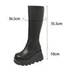 Fashion Black Platform Wedge Knee High Boots Women Fashion Zipper Thick Bottom Long Boots Woman Autumn Winter PU Leather Botas De Mujer