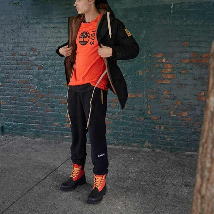 Timberland Outdoor Casual Short Waterproof Martin Boots Men Boots Orange Black A2KECW