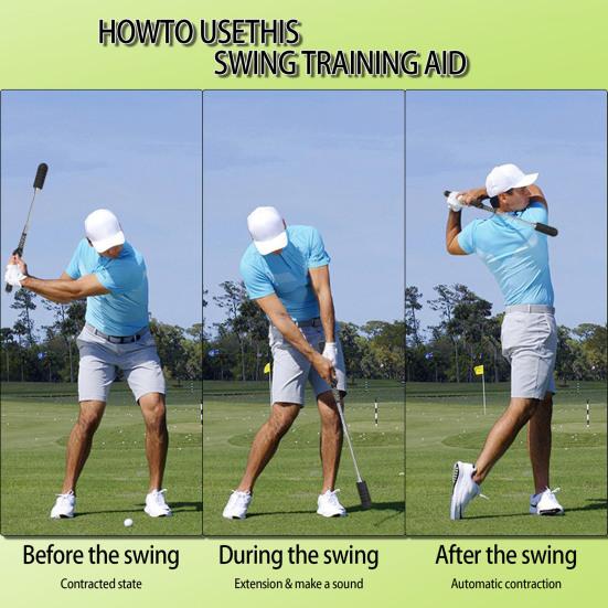 Retractable Golf Swing Training Aid Correct Grip Posture Golf Trainer with Click Sound Indoor Practice Warm Up Stick for Chipping Hitting