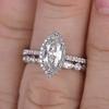 Huitan  Chic 2Pcs Set Rings Women for Wedding Accessories Marquise Cubic Zirconia Modern Fashion Female Rings Party Jewelry