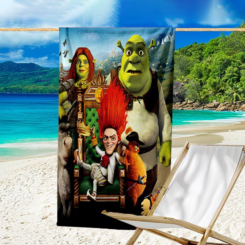 1pc Shrek1 Beach Towel, Beach and Seaside Swimming Pool Equipment, Fashion Pattern, Rectangular, Travel Essentials