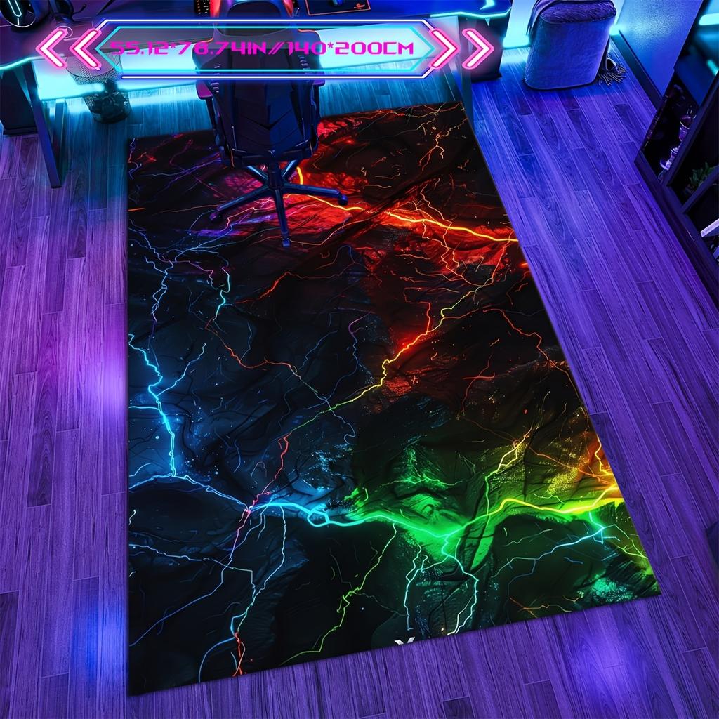 Bold Colorful Lightning Bolt Area Rug – Large Indoor Carpet for Bedroom Living Room Home Decor