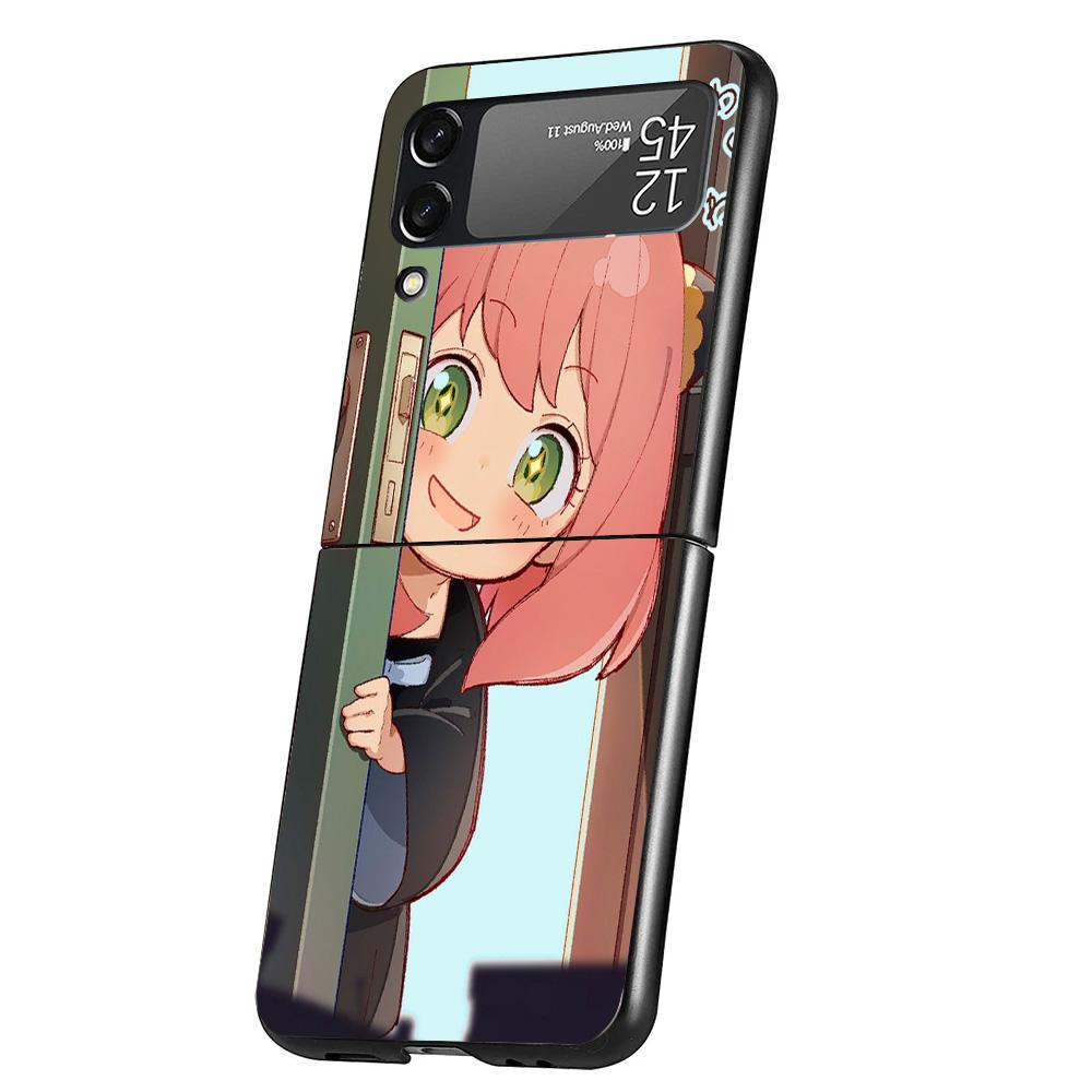Чехол для телефона Anya из S-Spy Family для Samsung Galaxy Z Flip 7 6 5 4 3 5G Flip7 Flip6 Flip5 Flip4 Flip3 Черный Fundas Shell