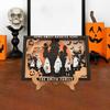 Halloween Ghost Family Photo Frame Wooden Tabletop Display Frame with Stand for Farmhouse Home Living Room Bedroom Shelf Decor