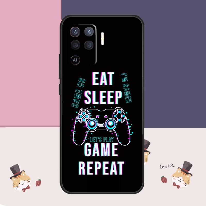 Чехол 'Ешь Спи Играй' Цветной для Oppo A94 A74 A54 A18 A38 A58 A78 A98 A80 A60 A40 A96 A76 A16 A15 A17 A57 A77 A5 Pro