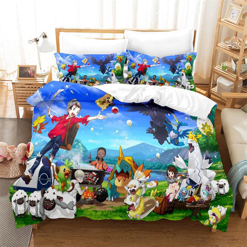 Cartoon Animation Digital Printing Bedding Quilt Cover Microfiber Polyester Cotton Three-Piece Set