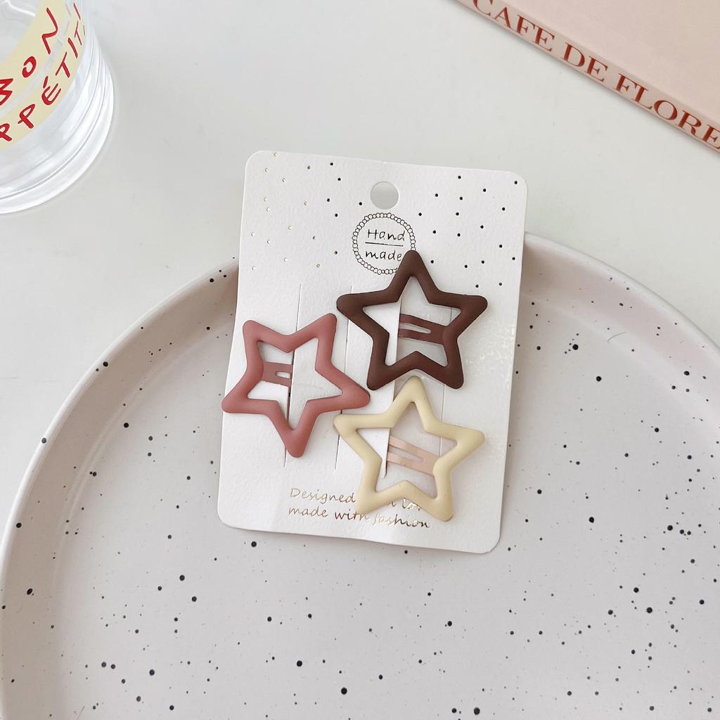 3 шт., матовые заколки для девочек, овальные, треугольные и квадратные заколки для волос со звездами для детей, заколки для волос, заколки для волос Click Clack