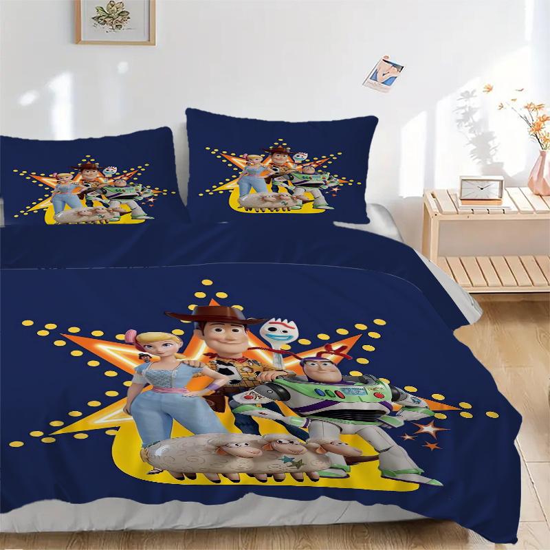 3pcs Toy Story Characters Quilt Cover Set - Soft and Cozy Bedroom, Guest Room and Dorm Decorative Bedding 3-Piece Set 1 Quilt Cover + 2 Pillow Sh