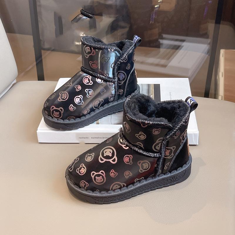 Зимние ботинки для девочек, новые зимние мягкие подошвы с шерстяной утолщенной обувью принцессы, детские хлопковые ботинки для мальчиков