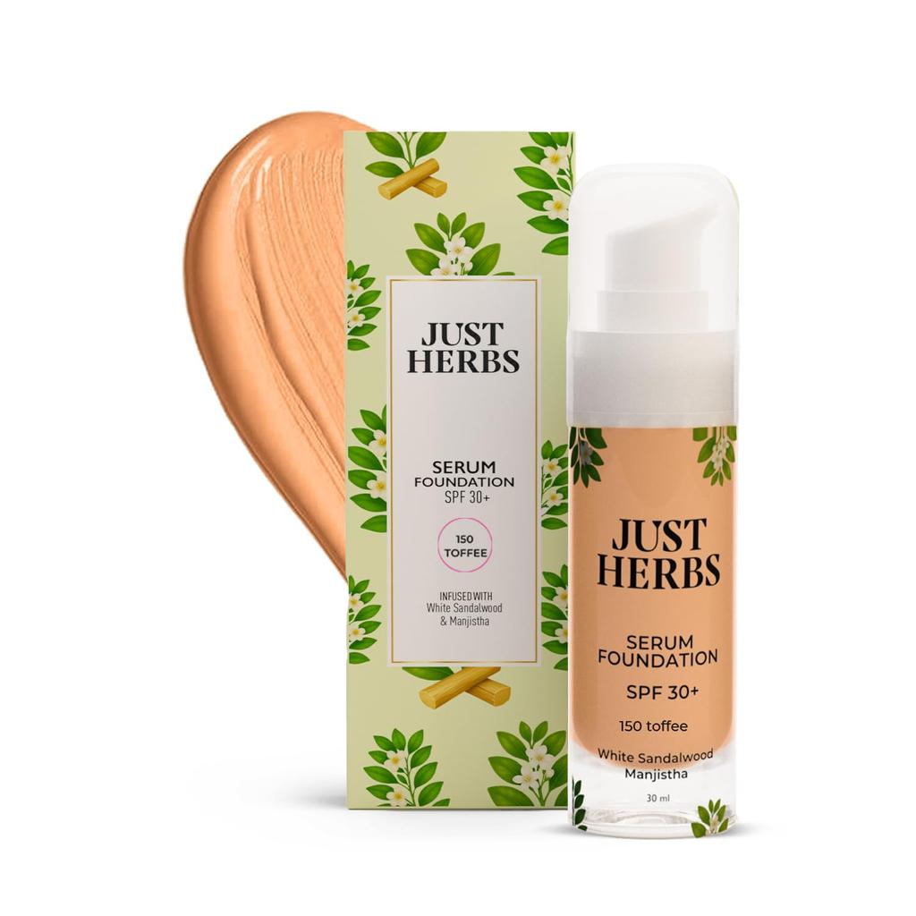Сыворотка-тональная основа Just Herbs SPF 30+ | Наращиваемое покрытие и натуральный финиш | Без парабенов, без минерального масла | Для индийских оттенков кожи | Легкая и H