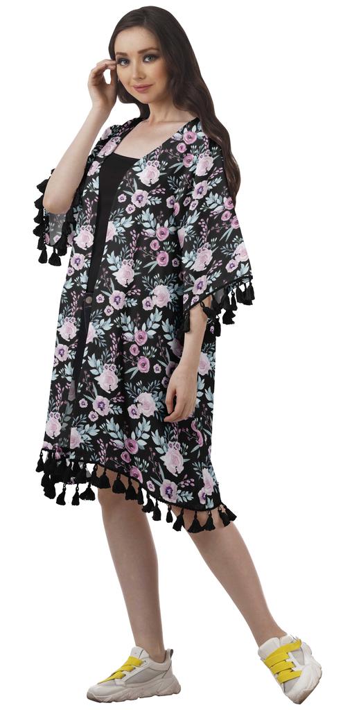 Moomaya Пляжная накидка из жоржета с открытыми плечами и принтом 3-4