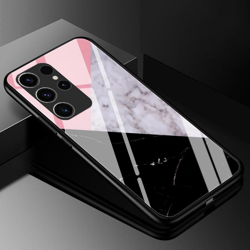 Мраморный чехол из закаленного стекла для Samsung Galaxy S23 Ultra 5G, модная стеклянная задняя крышка для Samsung S23 Plus / S23 Ultra