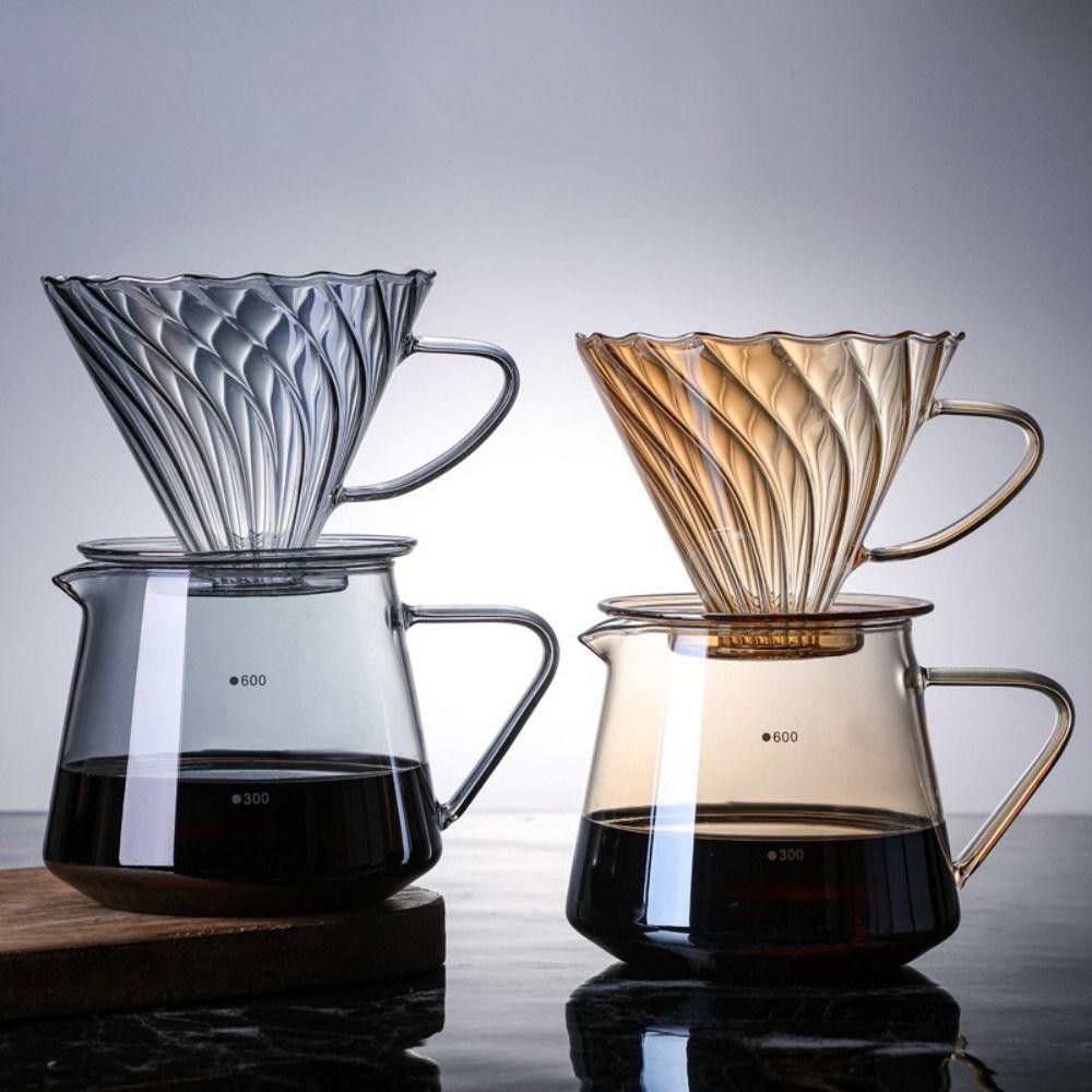 Glass Coffee Filter Pot 60 Degree Coffee Carafe Coffee Server V-shape Funnel  Pour Over Coffee