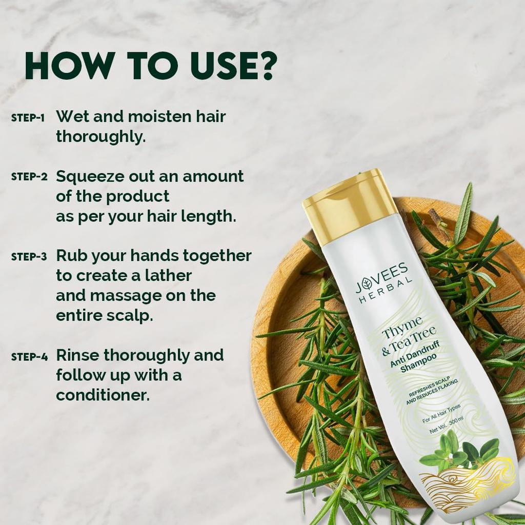 Jovees Herbal Thyme And Tea Tree Anti Dandruff Shampoo For All Hair Types 300ml