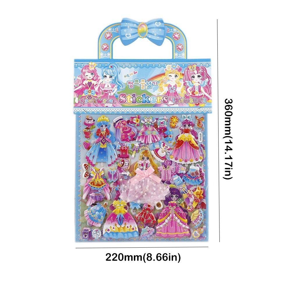 2 Sheets/Bag Princess Dress Up Stereo Bubble Sticker Kawaii Kids Toy Sticker 3D Foam Sticker Girls