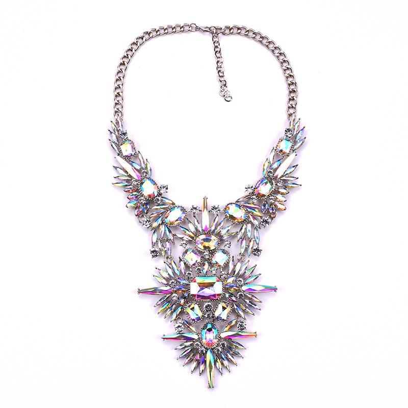 Fashion Exaggerated Necklace, Alloy Diamond-Encrusted Short Necklace, Crystal Jewelry