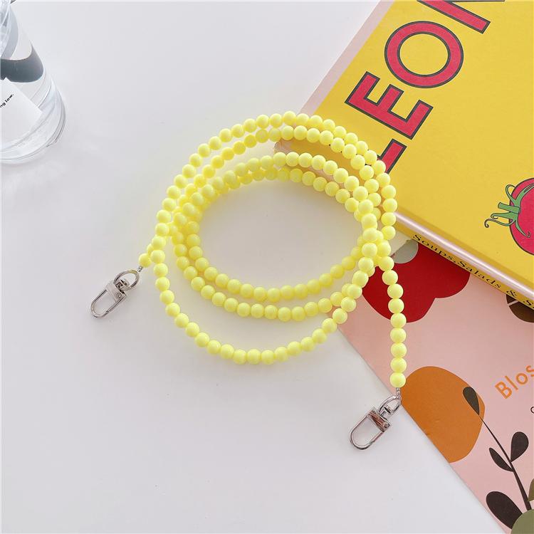 High Quality Fashion Custom Acrylic Beads Plastic Pearl Phone Case Strap, Girl Handmade Beaded Mobile Phone Lanyard Straps Chain