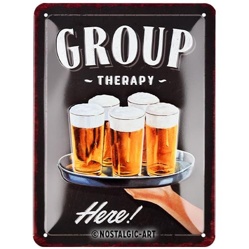 NostalgicArt Retro tin sign x Group Therapy Gift idea for beer fans made of metal vintage design with saying