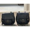 Buffalo Leather Black Motorcycle Combo Saddle 3 Saddlebag Luggage 3 Side Bags