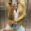 Short Casual Women's Jacket for Spring with Eye-catching Sequins and Chic Style